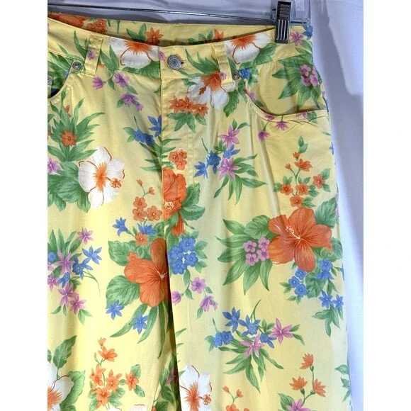Lauren Ralph Lauren Yellow Floral Cotton Pants Size 6 - Picture 4 of 8